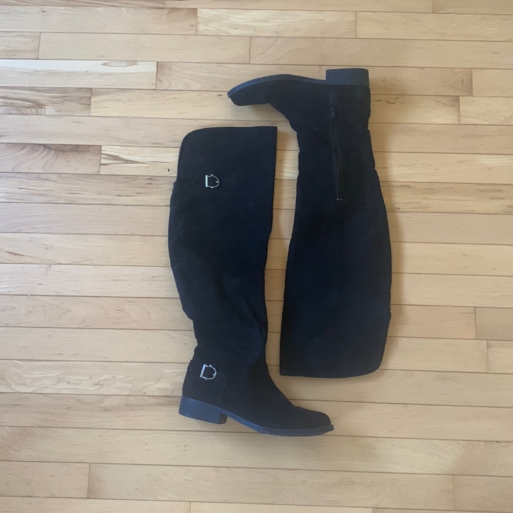 Over the knee black suede boots